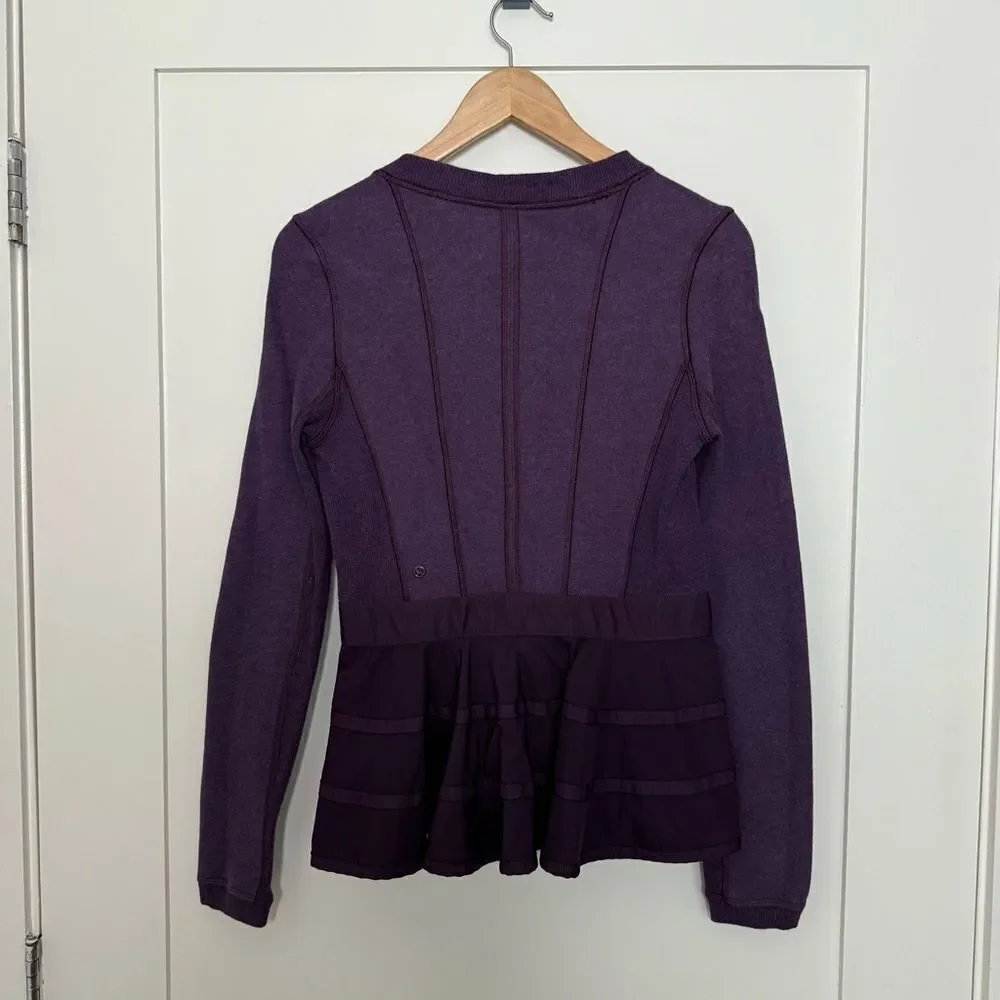 Lululemon Ruffled Up Pullover Womens Sz 4 Purple Crew Neck Long Sleeve Athletic
